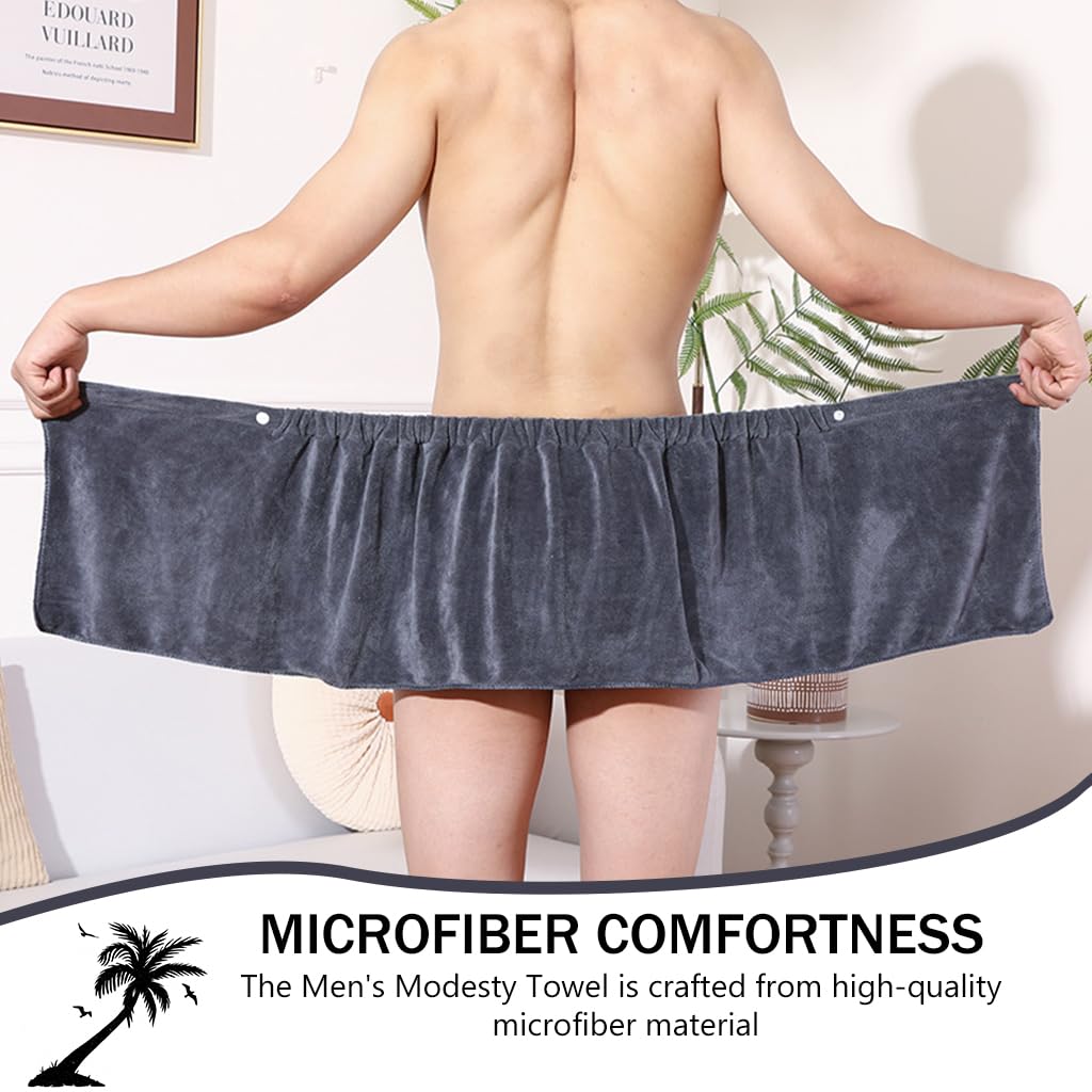HASTHIP Men's Bath Towel Modesty Towel Beach Modesty Bathrobe 30x140cm Quick Dry Microfiber Modesty Towel Snap Button Closure Elastic Modesty Wrap Towel for Men HASTHIP Men's Bath Towel Modesty Towel Beach Modesty Bathrobe 30x140cm Quick Dry Microfiber Modesty Towel Snap Button Closure Elastic Modesty Wrap Towel for Men